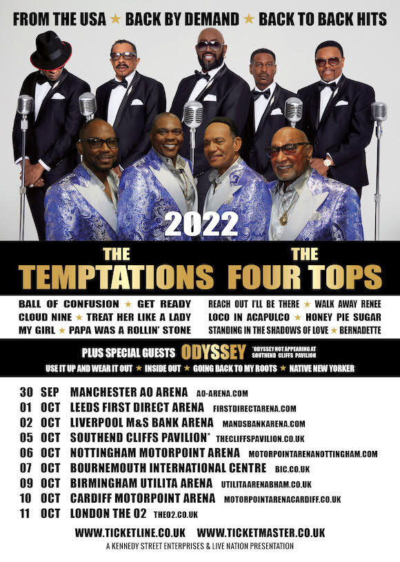 The Temptations & The Four Tops & Odyssey Rescheduled UK Tour Dates