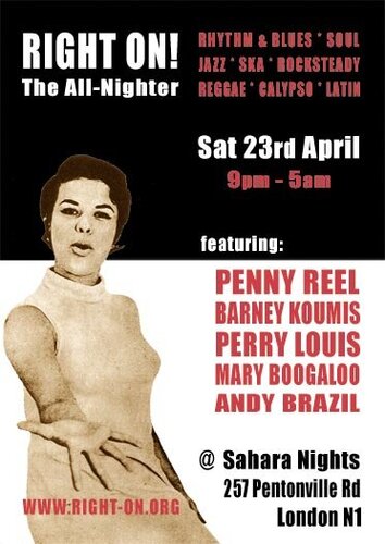 the right on! all-nighter - sat 23 april