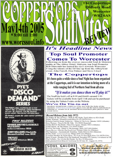 coppertops soulnites, worcester - may14th