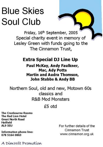 blue skies soul club - friday 16th september