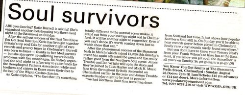 you know you got soul" article in essex chronicle