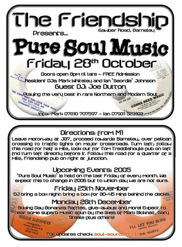 pure soul music @ the friendship, 28th october