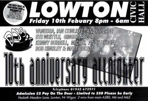lowton civic hall - allnighter - 10th anniversary