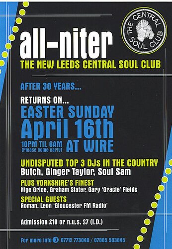 new leeds central soul club all - nighter easter sunday