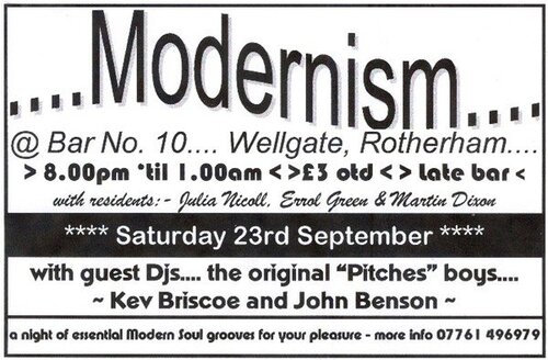 modernism" rotherham, sat 23rd september