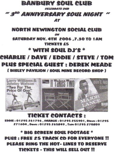 banbury soul club 3rd anniversary 4th november 2006