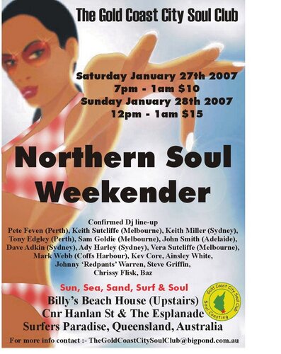 gold coast city soul club northern soul weekender jan 2007