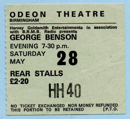 george benson concert ticket, 1977