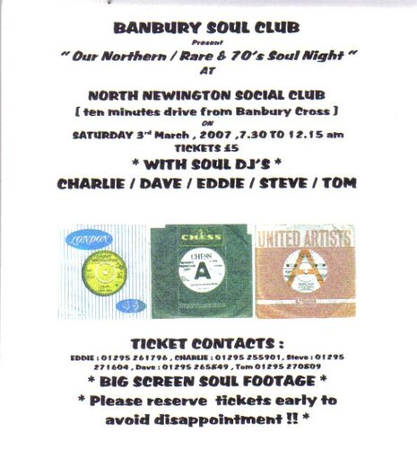 banbury soul club 3rd march soul night