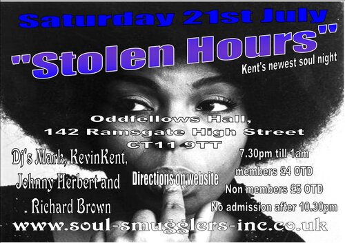 stolen hours" kents newest soul night 21st july
