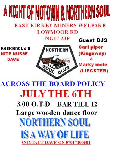 east kirkby miners welfare july the 6th
