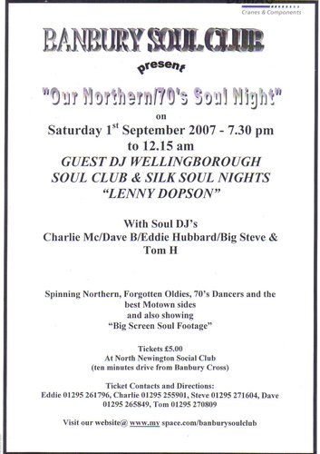 banbury soul club soul night 1st sept 2007