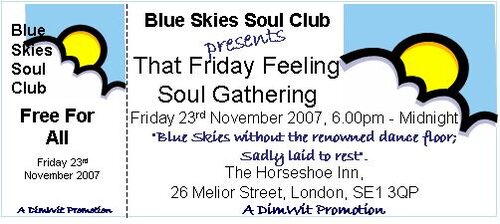 bssc that friday feeling, soul gathering, friday 23/11/07