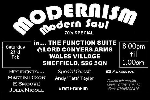 modernism 70's special sat 23rd feb