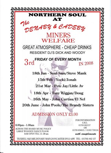 denaby miners welfare soul nights 3rd friday every month