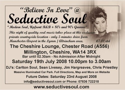 seductive soul - saturday 19th july - the cheshire lounge (a