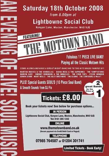 an evening of live soul music moston - featuring the motown
