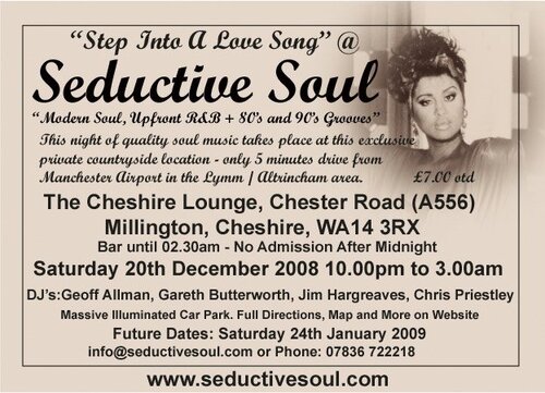 seductive soul - saturday 20th december - the cheshire loung