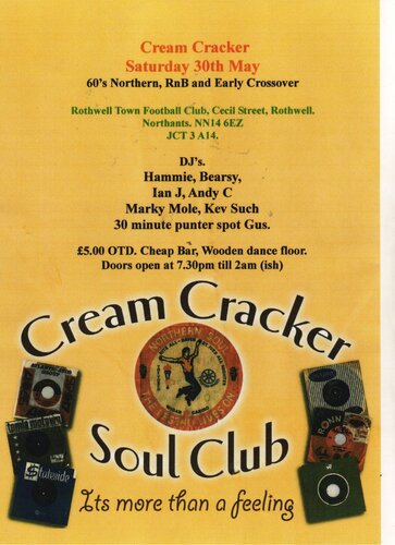30th may. cream cracker soul club
