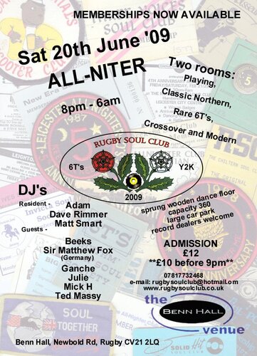 rugby soul club all-niter 20th june - summer solstice
