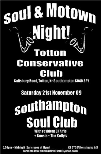 soul and motown, totton conservative club, 21st november 09
