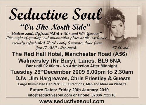 seductive soul @ the red hall hotel - walmersley, bury - tuesday 29th december 2009