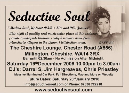seductive soul saturday 19th december - cheshire lounge