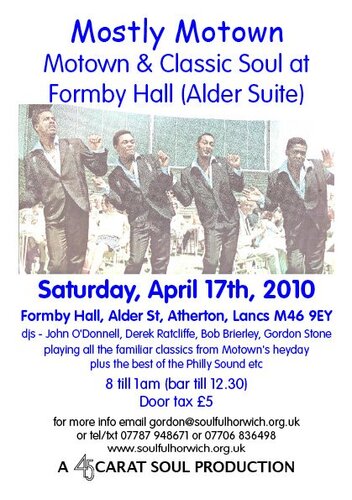 mostly motown - formby hall alder suite, april 17th