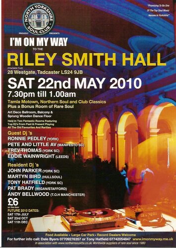 north yorkshire soul club - riley smith hall, tadcaster