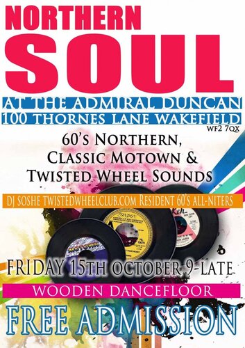 northern/wheelsounds wakefield free friday 15th october