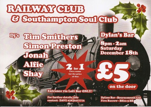 bournemouth railway club & southampton soul club @ dylans bar,bournemouth uni