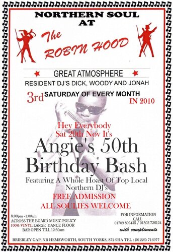 soul night's @ the robin hood breirley - sat 20th nov - angie's birthday bash, with a whole hoast of northern dj's