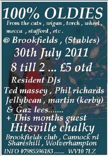 100% quality oldies night @ brookfields (stables) sat 30th july