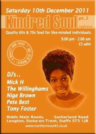 kindred soul - dec 10th - mick h, the willinghams, nige brown, pete best, tony foster