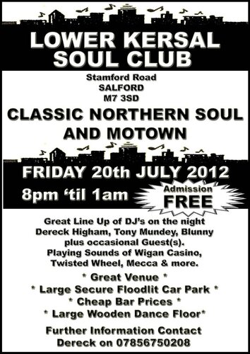 lower kersal soul club - friday 20th july - free entry