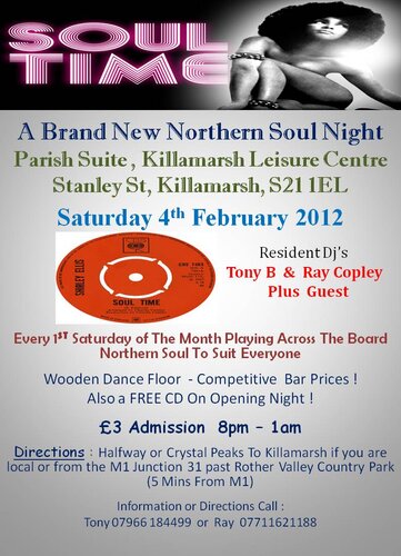 a new northern soul night - sheffield - starting 4th february 2012 then every 1st saturday of the month !!