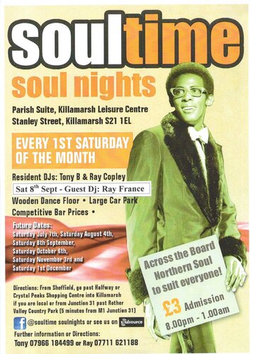 sheffield soul time - soul nights - saturday 8th september - 8pm - 1am
