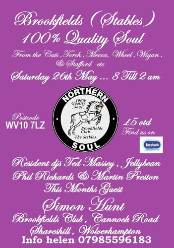 stables soul club...... quality soul night saturday 26th may with guest dj simon hunt
