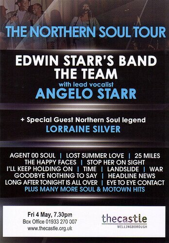 live: the castle, wellingborough, fri 4th may 2012, featuring edwin starr's band the team with angelo starr & special guest lorraine silver