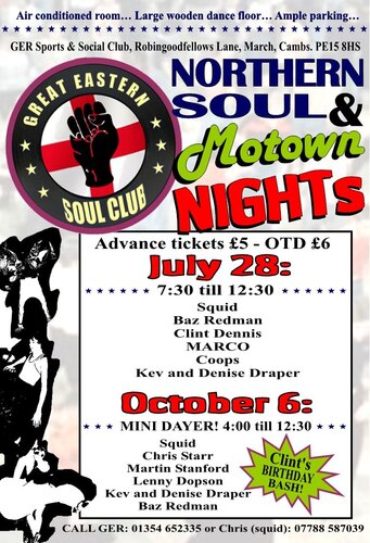great easten soul club, march, cambs, 28th july & 6th october 2012