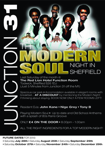 junction 31 / sheffields modern soul night !!  last sats every month ! (sat 28th)