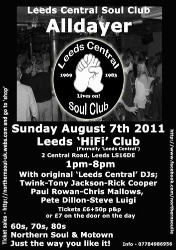 leeds central soul club, all-dayer 7th august 2011