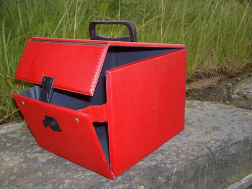 bright red 7inch box holds 90 july2012