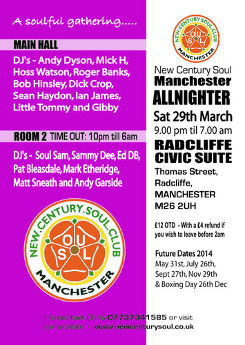 new century soul manchester all-nighter sat 29th march