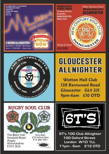 new century soul, rugby, lifeline & pow pow, burnley, gloucester and 6t's 100 club allnighter 2015 event info