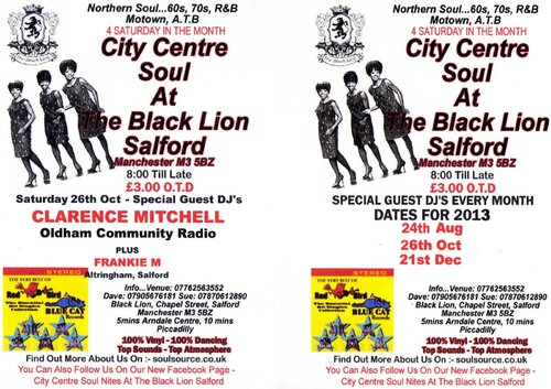 city centre soul at the black lion salford - sat 26th oct