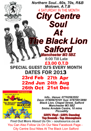 city centre soul at the black lion salford - dates for 2013
