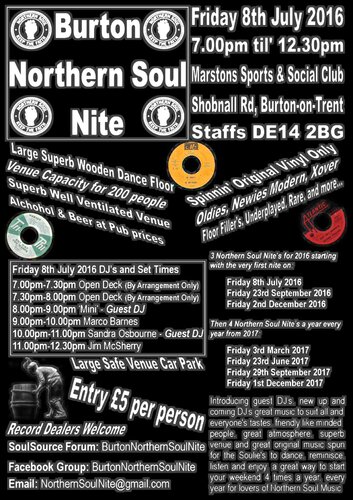burton northern soul nite event poster
