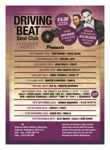 2016 dates for driving beat soul club cotgrave