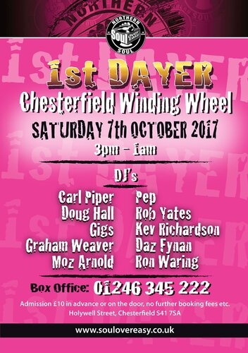1st Dayer  Chesterfield Winding Wheel  Saturday 7th October
